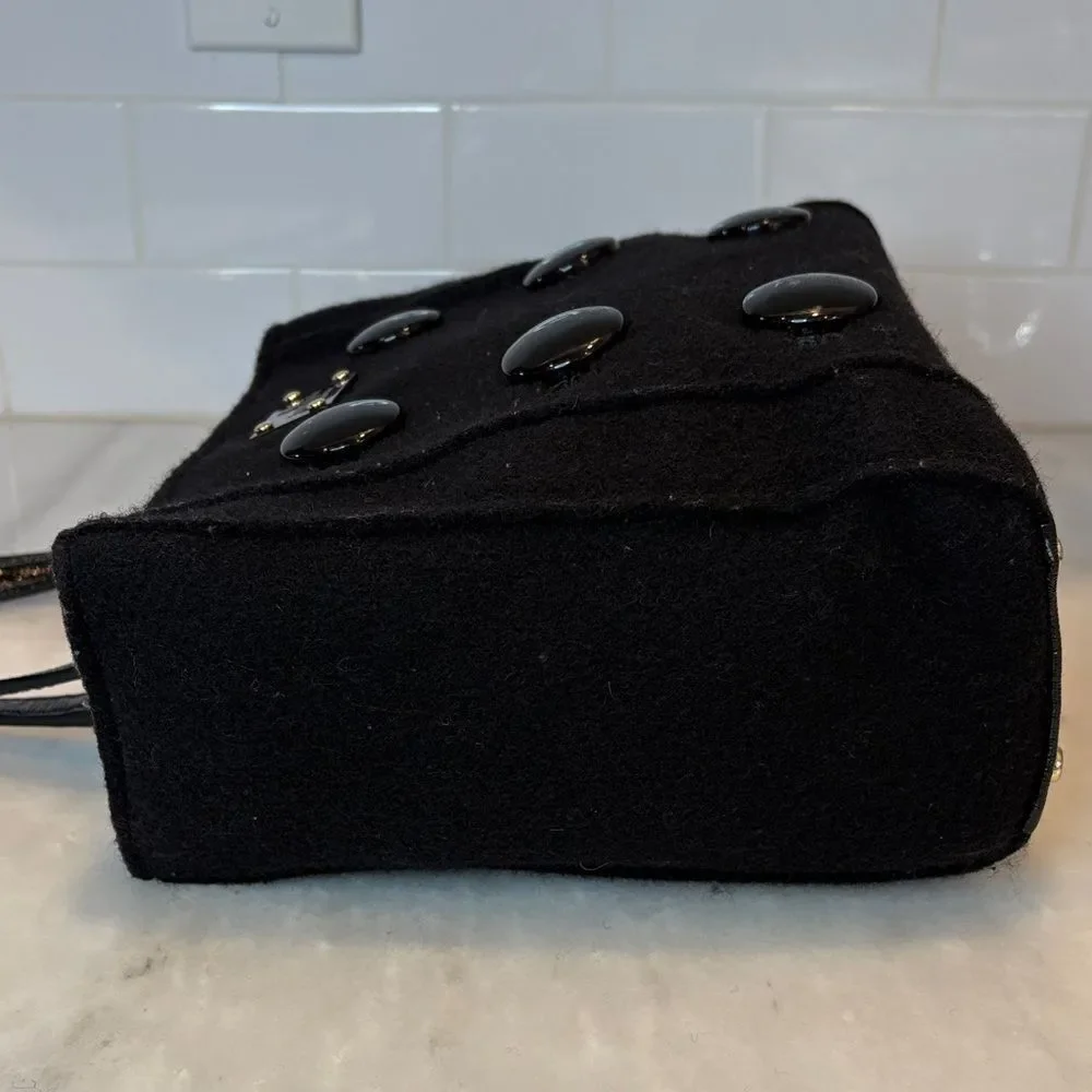 Kate Spade Purse Handbag Quinn Beantown Wool Button Satchel Pocketbook
